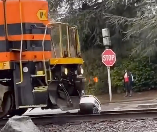  A Starship Technologies’ robot being hit by a train at a railroad crossing (video here): when things are going bad and you don’t have luck.
